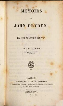 Memoirs of John Dryden : in two volumes, 1