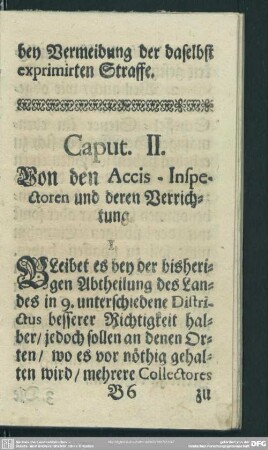 Caput. II. Von den Accis-Inspectoren und deren Verrichtung