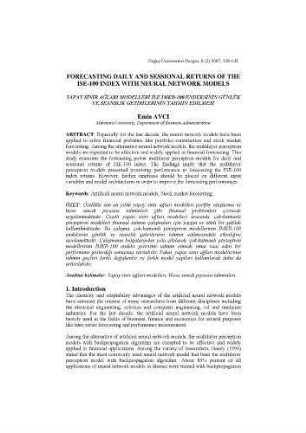 Forecasting Daily and Sessional Returns of the ISE-100 Index with Neural Network Models