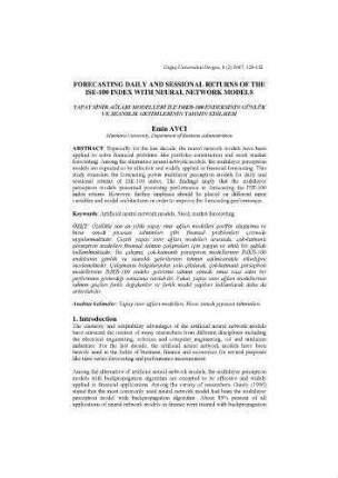 Forecasting Daily and Sessional Returns of the ISE-100 Index with Neural Network Models