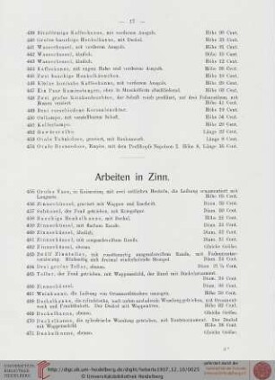 Arbeiten in Zinn (Nr. 455-508)