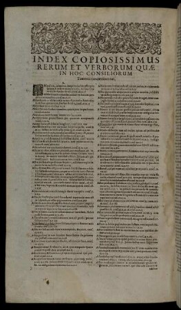 Index Copiosissimus Rerum Et Veborum Quæ In Hoc Consiliorum.
