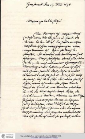 Brief vom 29.07.1898