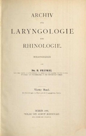Archiv für Laryngologie und Rhinologie. 4. 1896