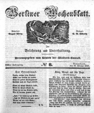 No. 8, Sonnabend, den 25. Februar 1837.