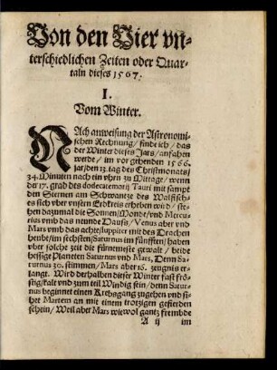 Von den Vier unterschiedlichen Zeiten oder Quartaln dieses 1567.