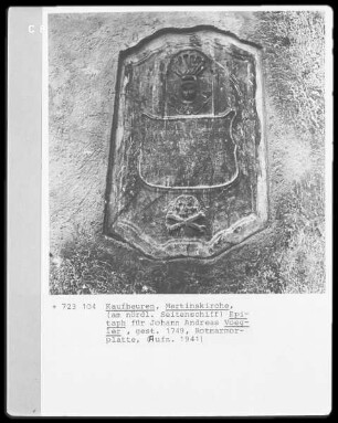 Epitaph für Johann Andreas Voegler (+1749)