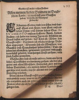 Sendbrief an die vollen Brüder.