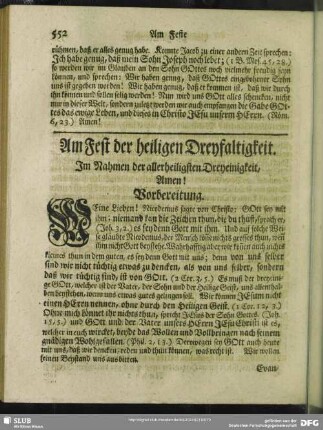 Am Fest der heiligen Dreyfaltigkeit