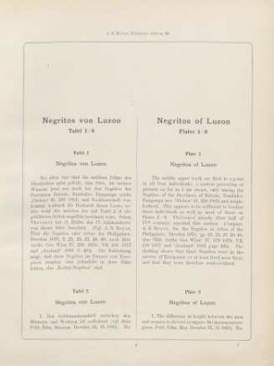 Negritos von Luzon. Tafel 1-9 = Negritos of Luzon. Plates 1-9