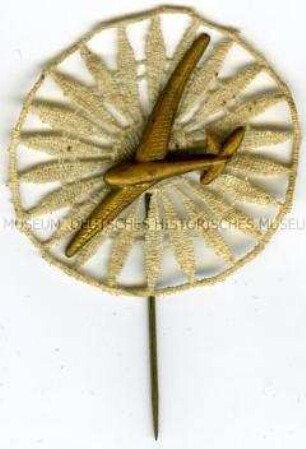 WHW-Abzeichen, Spitzenrosette mit Segelflugzeug, Reichsstraßensammlung vom Juni 1934, durchgeführt vom Deutschen Luftsportverband (DLV)