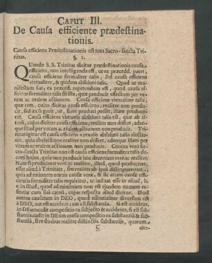 Caput III. De Causa efficiente praedestinationis.