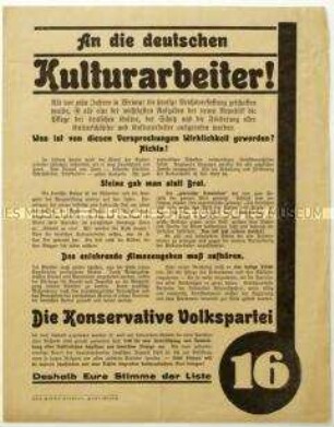 Aufruf der Konservativen Volkspartei zur Reichstagswahl 1930