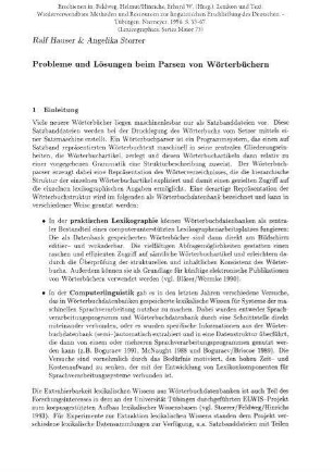 Probleme und Lösungen beim Parsen von Wörterbüchern