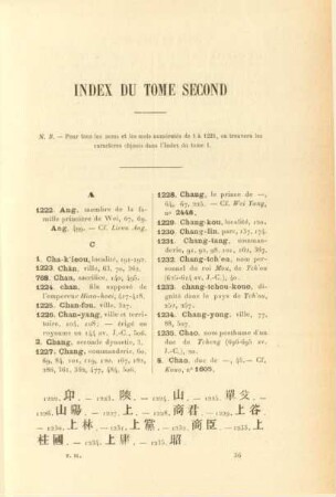 Index du tome second