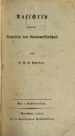 Ansichten von der Nachtseite der Naturwissenschaft