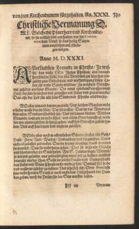 Christliche Vermanung D. M. L. ...
