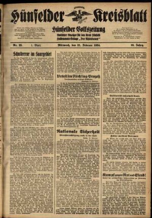 Erste Ausgabe vom Mittwoch, den 21. Februar 1934.