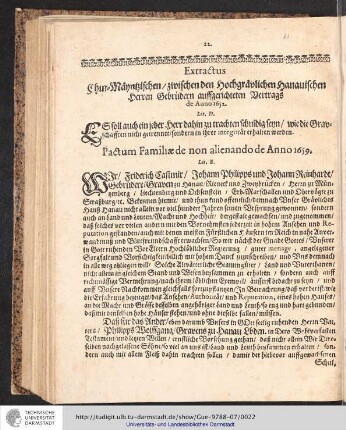 Lit. E. Pactum Familiae de non alienando de Anno 1659