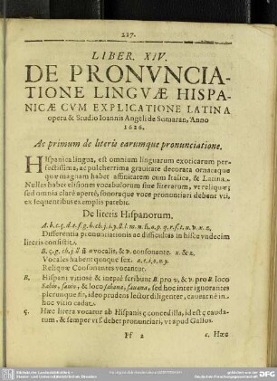 Liber. XIV. De Pronunciatione Linguae Hispanicae Cum Explicatione Latina ...