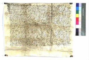 Jakob Hum von Eggingen (Eckingen) gibt dem Vormund des Dietrich von Bernhausen einen Revers über sein Falllehen, das Seldtgütlein zu Eggingen. Sr.: Hans Burkhart von Wernau