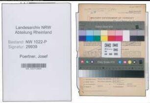 Entnazifizierung Josef Poertner , geb. 20.10.1887 (Amtmann)