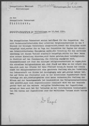 Wolfschlugen: Inspektionsbericht 1954