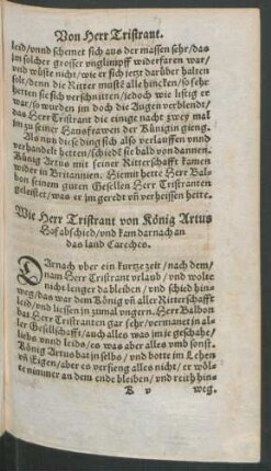 Wie Herr Tristrant von König Artus Hof abschied/ und kam darnach an das land Careches.