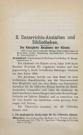 II. Unterrichts-Anstalten und Bibliotheken