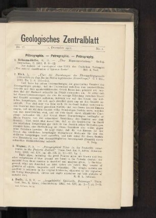 1. Dezember 1911. No. 1.