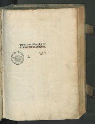 ... pars historialis venerabilis domini Antonini ; 1
