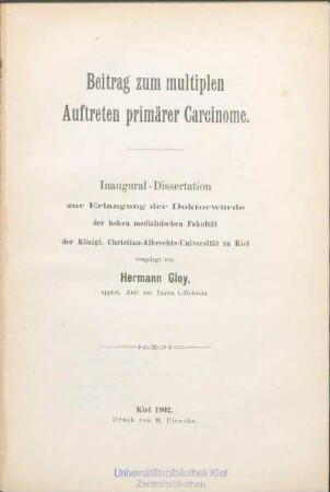 Beitrag zum multiplen Auftreten primärer Carcinome