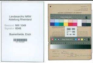 Entnazifizierung Erich Buerenheide , geb. 16.04.1904 (Zollsekretaer)