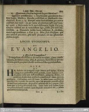 Locus Undecimus De Evangelio