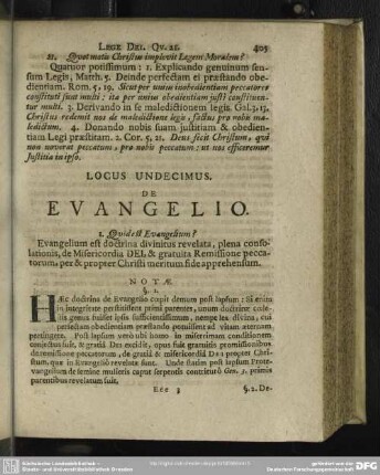 Locus Undecimus De Evangelio