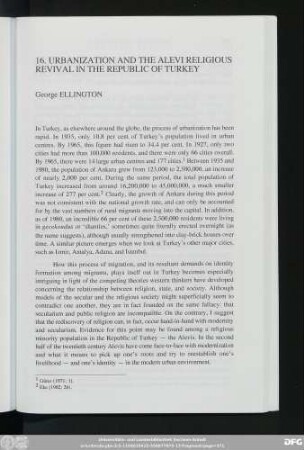 16. Urbanization And The Alevi Religious Revival In The Republic Of Turkey George Ellington