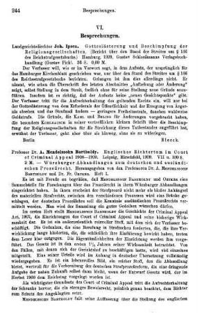 244-255, VI. Besprechungen
