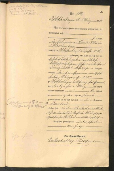 Standesamtsbuch der Stadt Aschaffenburg: Geburten 365/1900 - 184/1901