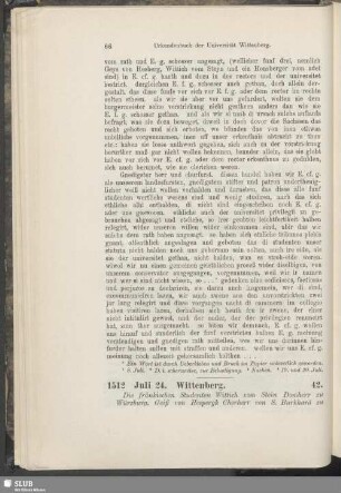 42. 1512, Juli 24. Wittenberg