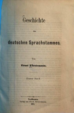 Geschichte des deutschen Sprachstammes. 1