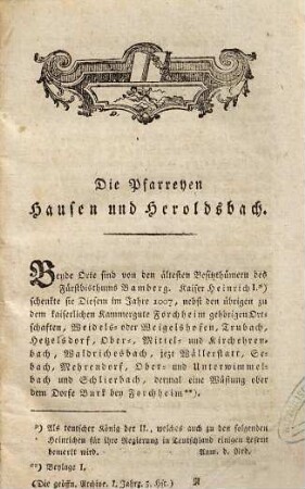 Die Pfarreyen Hausen und Heroldsbach