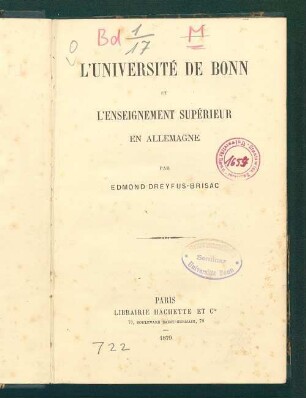 L' université de Bonn et l'enseignement supérieur en Allemagne