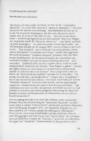 Bericht über eine Akademie