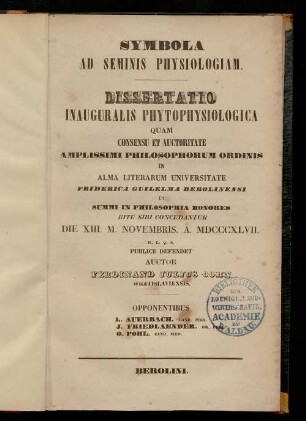 Symbola ad seminis physiologiam