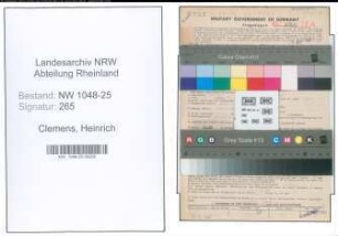 Entnazifizierung Heinrich Clemens , geb. 25.03.1901 (Metzger)