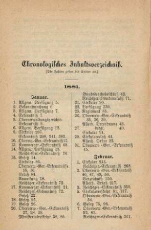 Chronologisches Inhaltsverzeichniß.