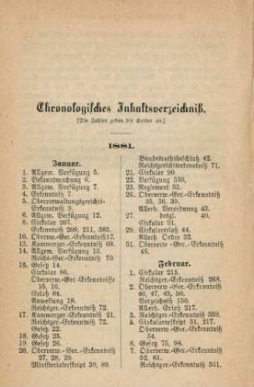 Chronologisches Inhaltsverzeichniß.