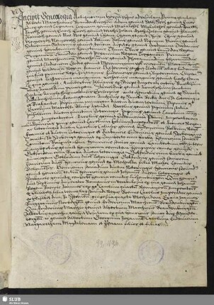 Bl. 1a: Incipit Genealogia Antiquorum heroum vsque ad Vrsulam primogenitam Alberti Marchionis Brandenburgensis. 16. Jh.
