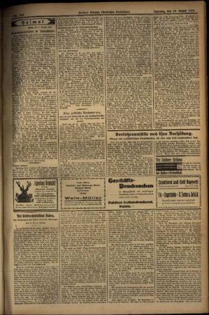 Zweite Ausgabe vom Samstag, den 10. August 1929.
