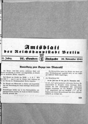 76. Sonderausgabe, 20. November 1941